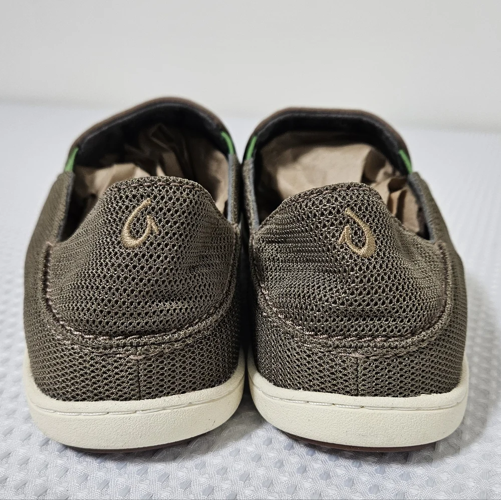 OluKai Mens Nohea Mesh Shoes Slip-On Summer Coastal Breathable Comfort Brown 9.5